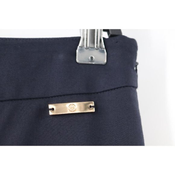 Tory burch pants women's 2 Caliie skinny ankle cotton blend blue gold logo - Picture 4 of 14